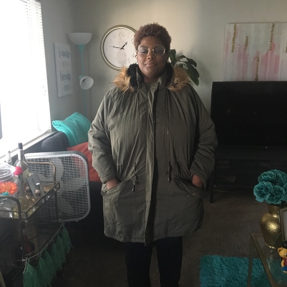 Women's Plus Parka with Faux Fur Hood- Ava & Viv - Picture 3 of 6